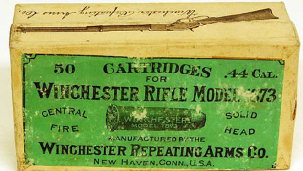 Original unopened 50-count box of Winchester Model 1873 .44 caliber cartridges, fully sealed.