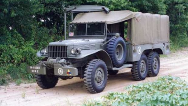 Besides the 6x6 configuration, the winch on the front of this 1-1/2-ton Dodge identifies this truck as a WC-63.