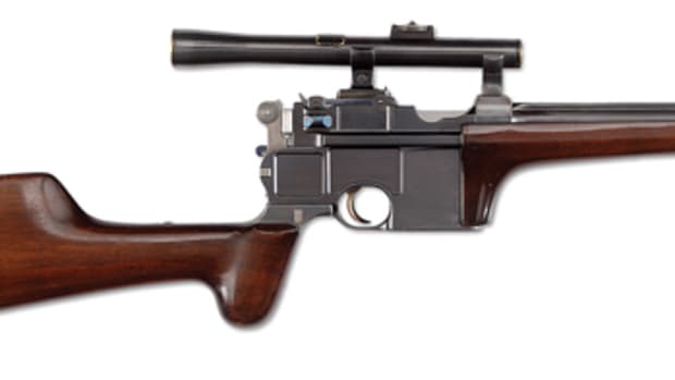 Mauser Conehammer Carbine SN 12 with period scope from the Friedrich-Wilhelm Dauphin Collection of Germany carried a presale estimate of $40,000-75,000 and sold for $51,750.