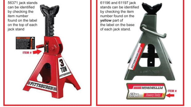 Harbor Freight recall notice on item 56371, 61196, and 61197 jack stands.