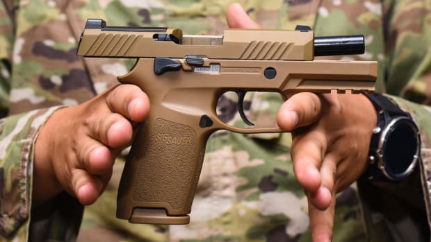 The Air Force is finally getting its first new pistol in 35 yearsJared Keller, Task & Purpose 21 hours agoStaff Sgt. Will Gonzales, 36th Security Forces Squadron armory NCO in charge, with a Sig Sauer M18 pistol at Andersen Air Force Base in Guam, August 26, 2019.