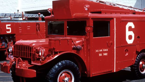 A left side view of an Air Force R-2A rescue vehicle.