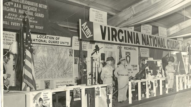 In Virginia there were a number of open houses to showcase the local Guard units. This photograph shows one such event at a 176th Regimental Combat Team armory near the Richmond Airport in Sandston.