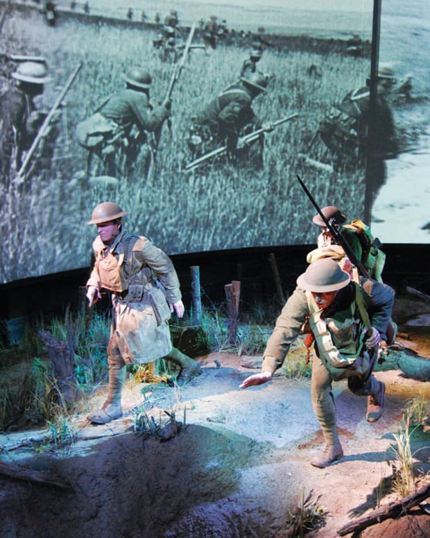 The National Museum of the United States Army features a number of life-size displays, including this depiction of the Western Front during World War I.