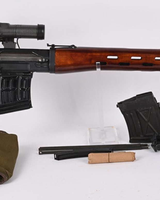 Authentic Russian military SVD Dragunov sniper rifle with proper early infrared filter and detachable bipod, 24in barrel, caliber 7.62X54R. manufactured 1975 by Izhmash, Serial No. YK-237.