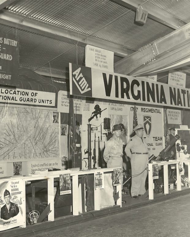 In Virginia there were a number of open houses to showcase the local Guard units. This photograph shows one such event at a 176th Regimental Combat Team armory near the Richmond Airport in Sandston.