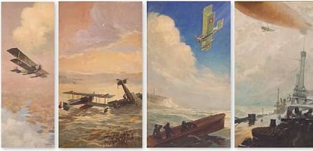 RARE Aviation History Japan Intervention 1919 Preserved 11x14 Color LIthograph 