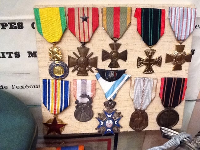As is the case with many collectors, Jean-Pierre’s family had a great influence on his developing interest in military history. These are the medals his grandfather earned during World War II, fighting as a resistance member and who was wounded during the battle for Paris. 
