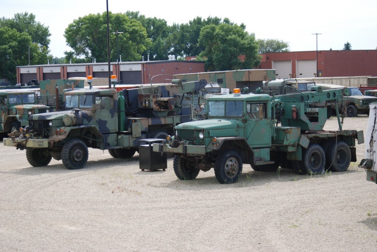 Softskin vehicles range from M151 ¼-ton trucks to massive M911 C-HETS and include trucks like this M108 and M816 wreckers.