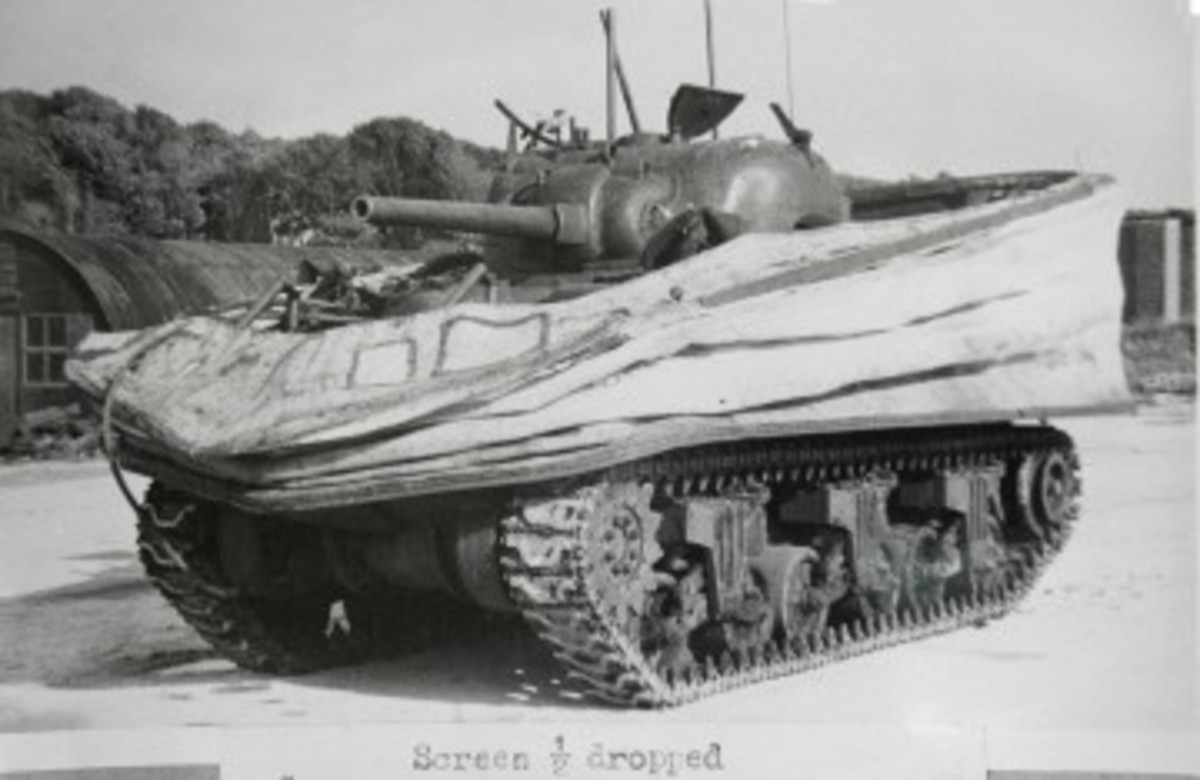 Though the floating Stuarts were only test vehicles, the Sherman DD ("Duplex Drive") tanks were used by U.S., Canadian and British armored units, most notably during the Normandy landings. Sadly, many of these were swamped, and their crews drowned.