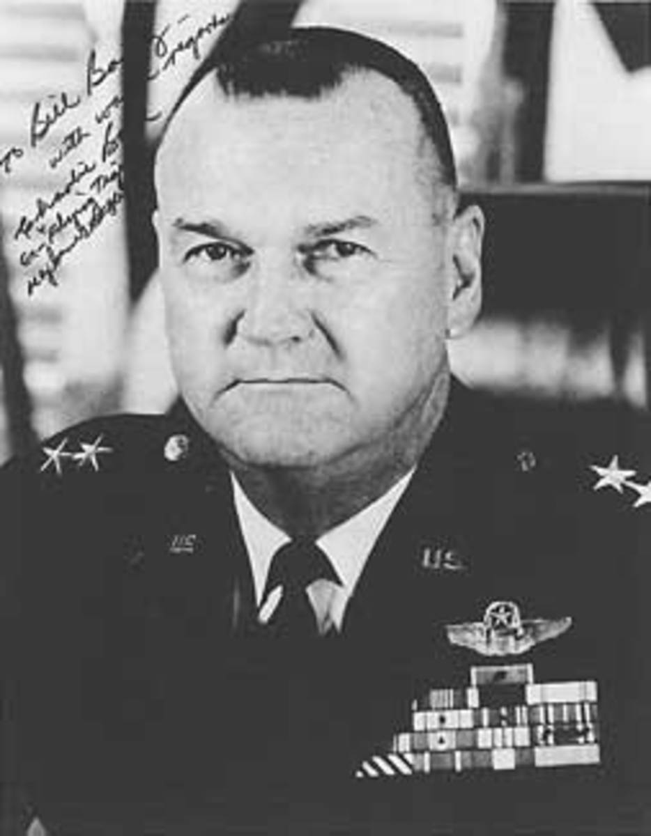 Charles R. Bond, shown here as a Major General, USAF, was responsible for the tiger’s mouth being painted on the aircraft.