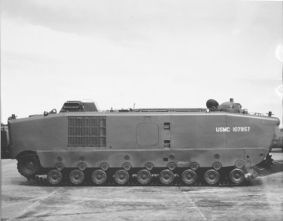 With development begun in 1951, the LVTP5 was an oversized replacement for the WWII-era LVT series of vehicles. FMC, Pacific Car and Foundry, Baldwin-Lima-Hamilton and St. Louis Car Company built 1,123 of these vehicles. It was developed by Ingersoll Products Division of Borg-Warner. Not surprisingly, given their traditional mission, the Marine Corps was the largest user of these vehicles.