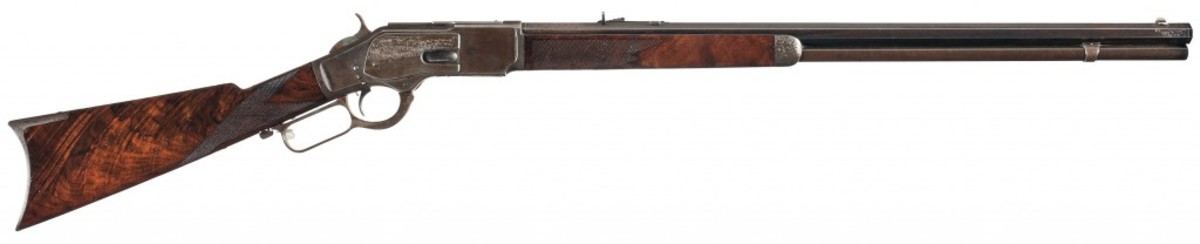 Original Winchester "One of One Thousand" 1873 Lever Action Rifle with Factory Documentation. Sold for $218,500.