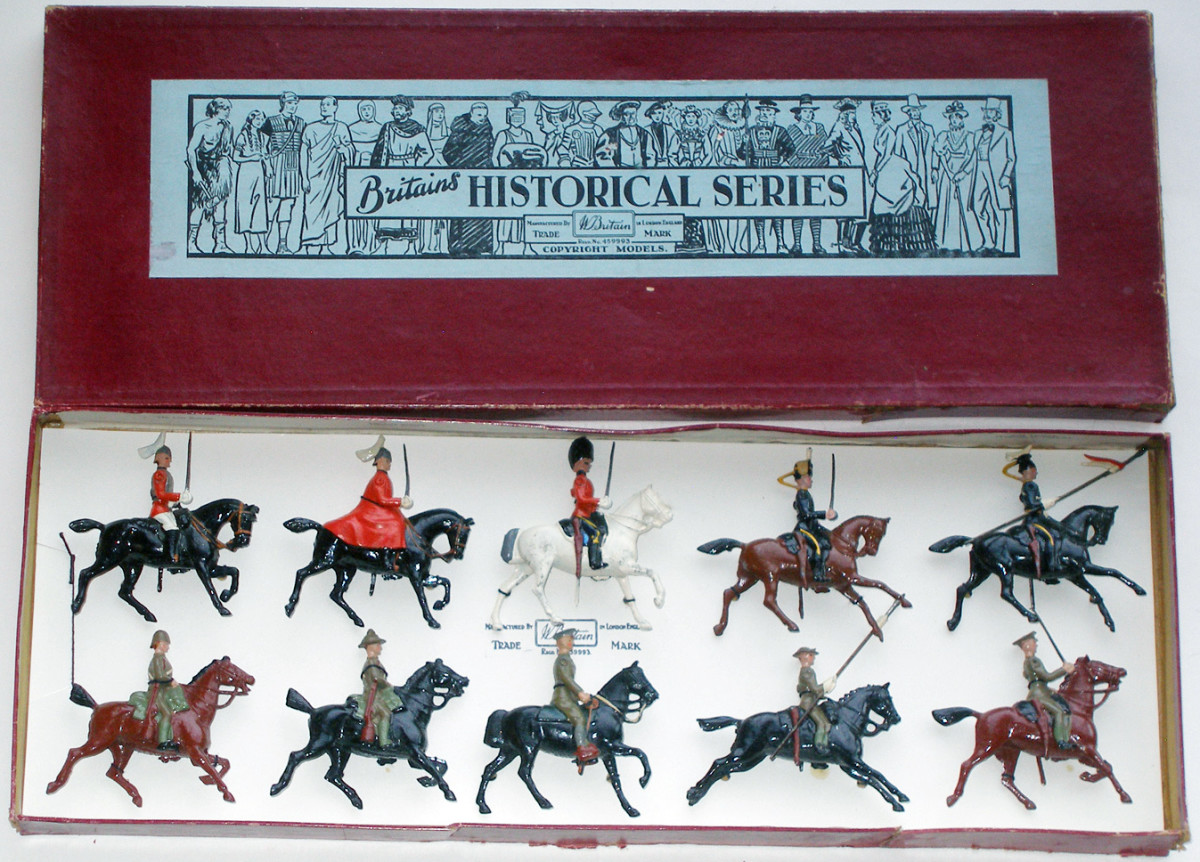 Britains #1873 non-cataloged set from Historical Series made exclusively for FAO Schwarz, numbered 10/17, $5,040. Old Toy Soldier Auctions image.
