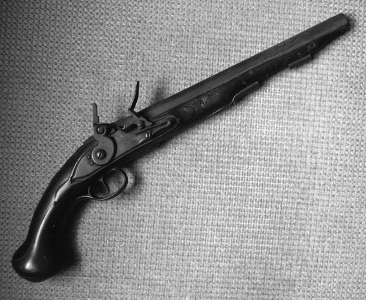  A scarce Revolutionary War British pistol that Steve sold was in original, untouched condition. The flintlock pistol was likely one of those made up of old land service pistol stocks and 12-inch barrels but fitted with newer locks and sent over here in 1781 to arm loyalist cavalry in the south.