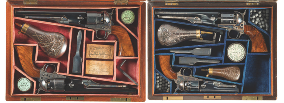  Incredible Well-Documented Presentation Double Cased Set of Four Colt Percussion Revolvers Inscribed from Samuel Colt to Brigadier General Andrew Porter with Letter from Colt