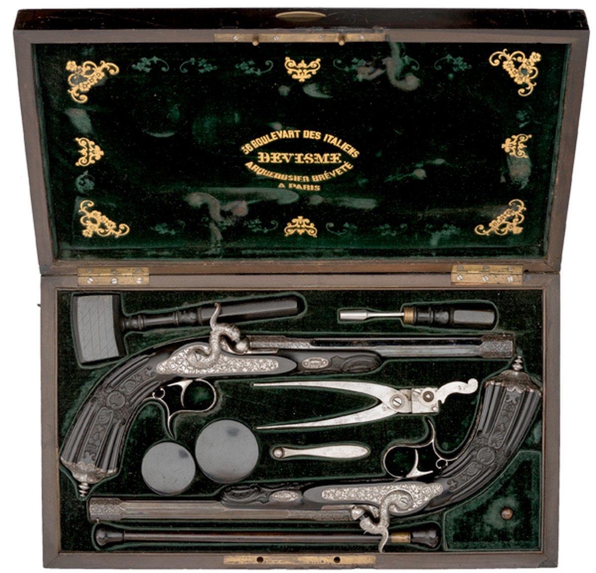 Cased Pair of Percussion Target Pistols by Devisme of Paris - sold for $16,100.