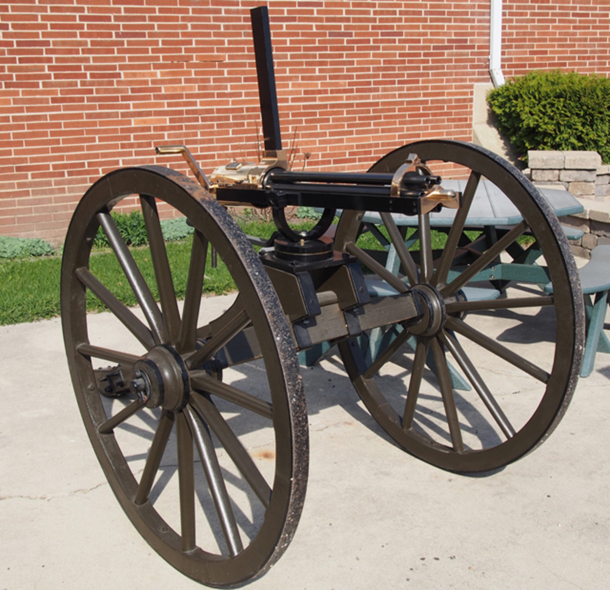 A replica 19th century Gatling Gun guarded the entrance of the DuPage County Fairgrounds for the Chicagoland's National Civil War & Military Extravaganza.