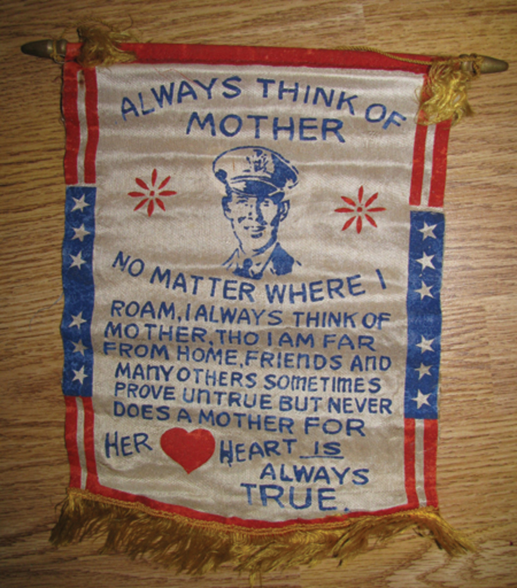  Wall banners, complete with poetry were popular back home, along with handkerchiefs and head scarves.