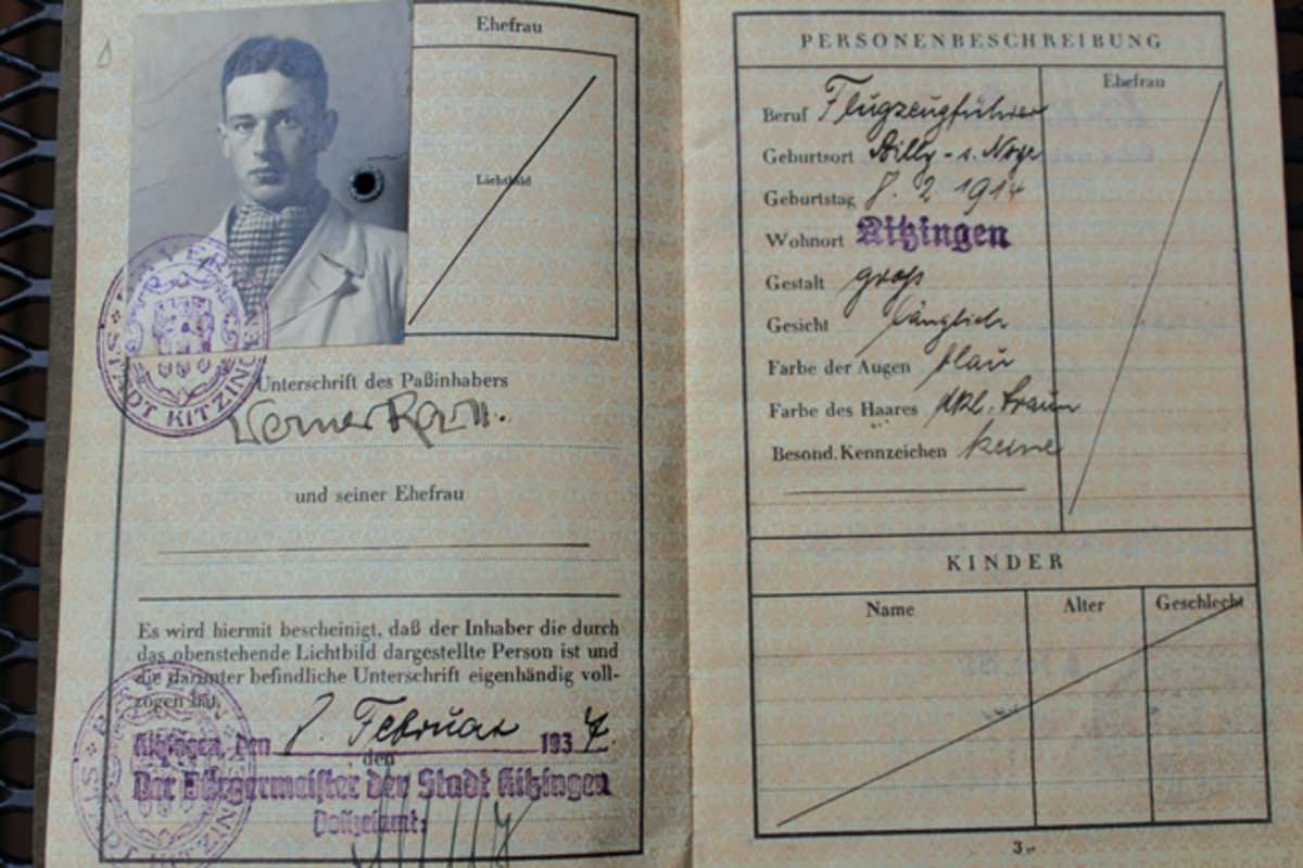  I bought this at a gun show many years ago — just another “Reisepass.” Like most German personal identity documents, a Reisepass contained a photo and signature of the holder — in this case, Werner Roell and dated in February 1937
