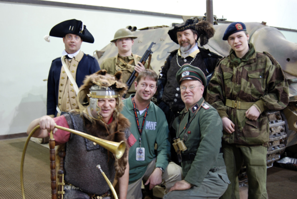Mike Bollow (center) is the organizer of Military History Fest. His ability to blend collectors and reenactors is a skill that will ensure the show’s future success. Many of the techniques he uses to introduce a new audience to the hobby of reenacting, military vehicle ownership and military collecting could provide inspiration to other shows.