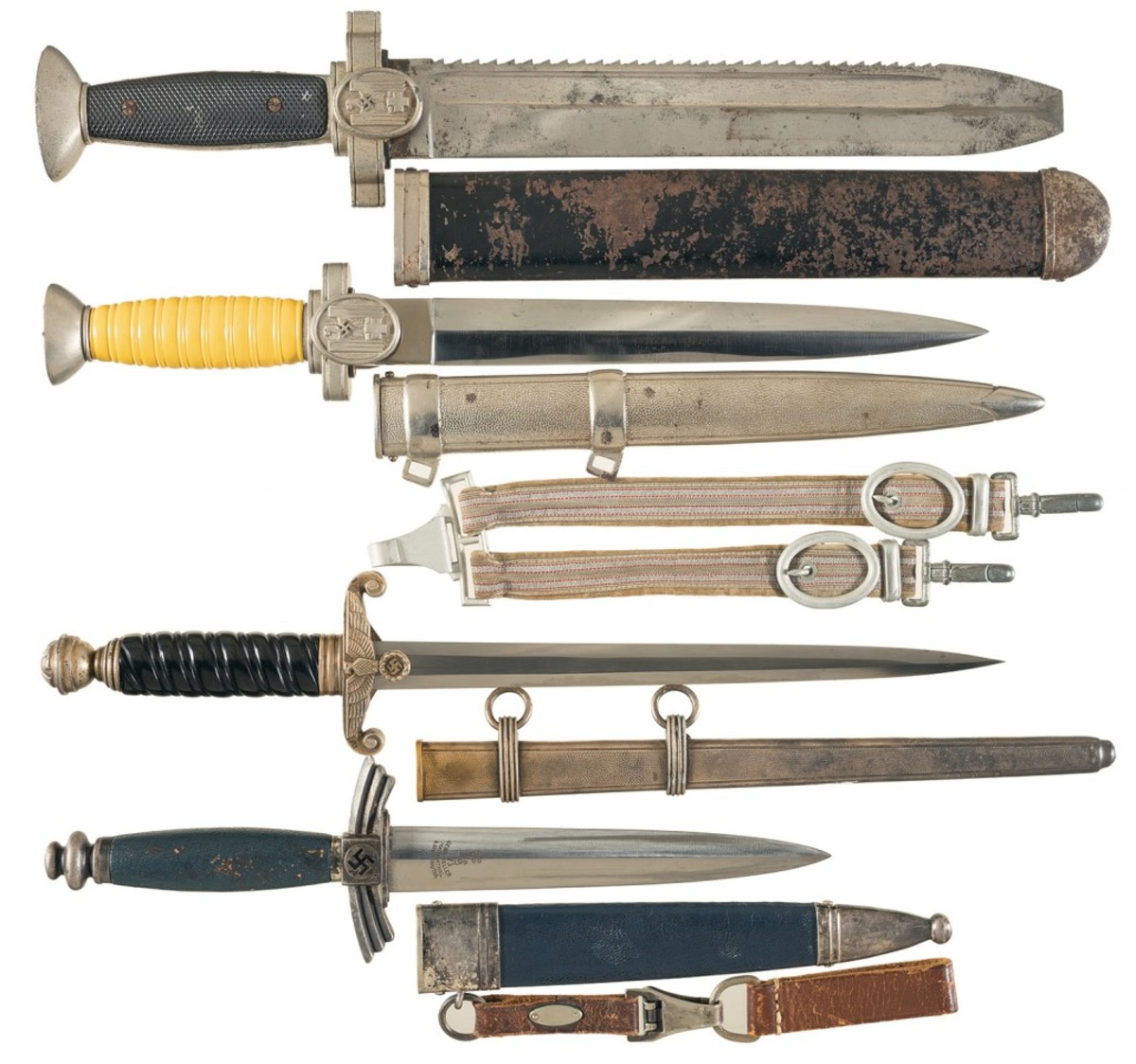 LOT4362-Four German-Style Knives with Sheaths