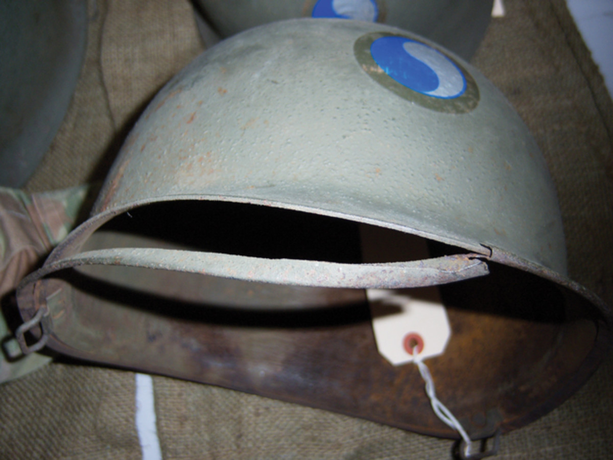 This helmet shows the disadvantage of having the helmet rim seam at the front--it is split.