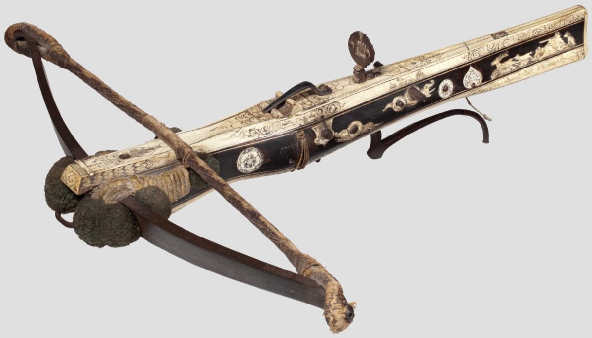 A bone-veneered hunting/ sporting crossbow, Johann Gottfried Hänisch the Elder in Dresden, 18th century.