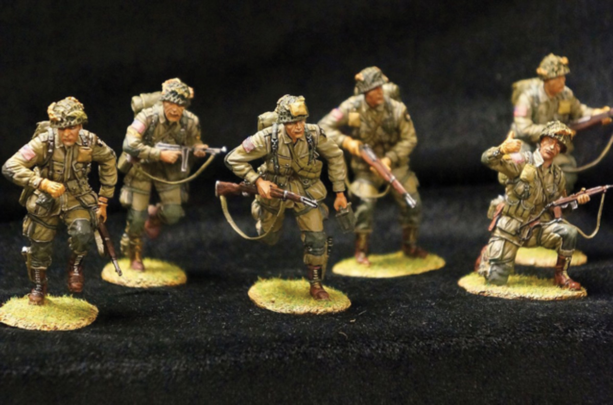 1/30mm WWII US Paratroopers produced by First Legion display well on their own, or for using in a diorama. Photo by Jason Wang, courtesy of TreeFrog Treasures.