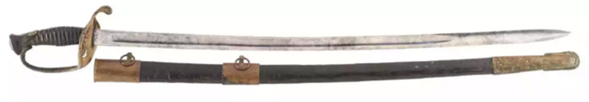  Identified Confederate Civil War officer’s sword accompanied by letter from direct descendant of Capt. J.F. Smith, Company K, Eutaw (Alabama) Volunteers and 20th Alabama Infantry. Initials “J.F.S.” inscribed on throat mount. Est. $15,000-$25,000
