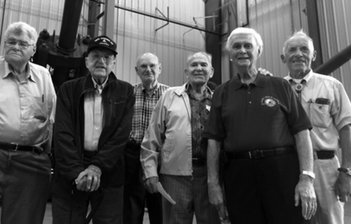 Battle of the Bulge veterans on a 2015 tour of Picatinny Arsenal, included Jim Cullen (second from the left) along with Dick Moran, Marty Rosenbaum, John Marshall, Al Sussarman and Ken Shuetz. Photo by Reggie Mays, courtesy of the US Army