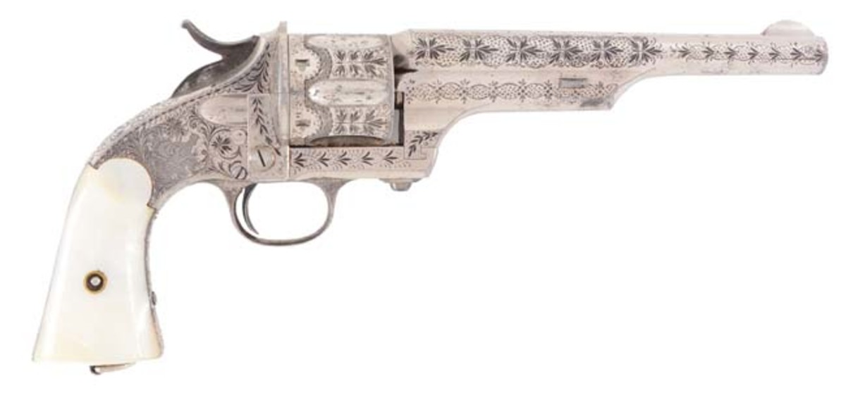  Factory-engraved Merwin & Hulbert 2nd Model open-top .44 single-action cartridge revolver. Photo - Morphy Auctions