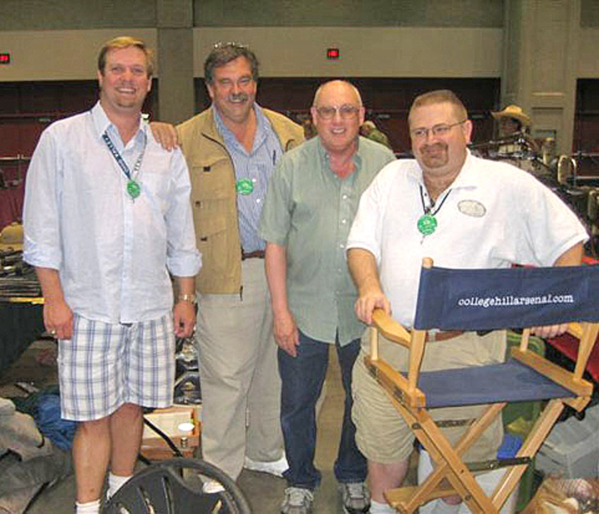 The four “Civil War musketeers.” From left to right: Rafael Eledge of Shiloh Relics in Tennessee; Dave Taylor of Civil War Antiques, Sylvania, Ohio; Glen Mattox of Antique Gun Shoppe in Post Falls,Idaho: and Tim Prince of College Hill Arsenal in Tennessee. All are full-time, dedicated antique arms dealers. Photo taken at the National Gun Day Show in Louisville, Ky.