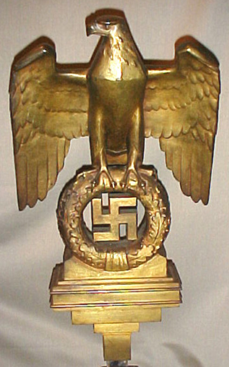 This is the solid bronze eagle that hung over one of the doors in the Führerbau in Munich. It was sent home by a member of the “Monuments Men” group.