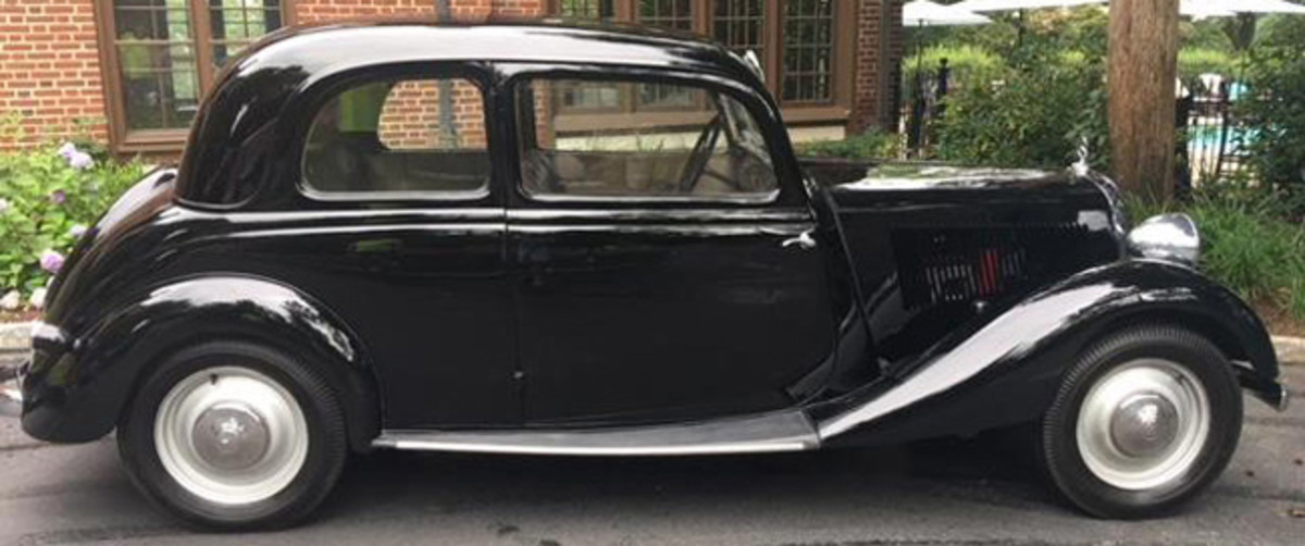  1936 Mercedes-Benz 170V 2-door coupe owned by Nazi SA physician Dr. Rudolf Beuring, early production, excellent running order, papers include Beuring’s Nazi profile and evaluation for Hitler. Sold for $42,000