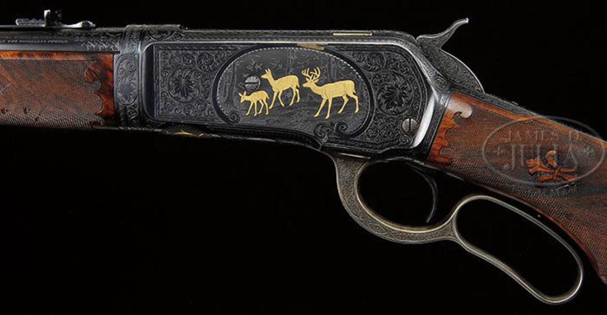 Extraordinaily rare, one-of-a-kind, iconic engraved & gold inlaid lightweight Mod 86 T/D rifle made for automotive magnate John F. Dodge.