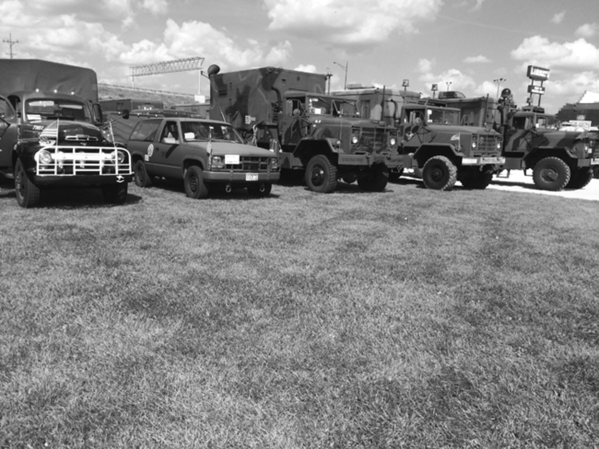  Many towns, American Legions, VFWs, and schools welcomed us along the route. We often reciprocated their kindnesses with a public display of our vehicles.