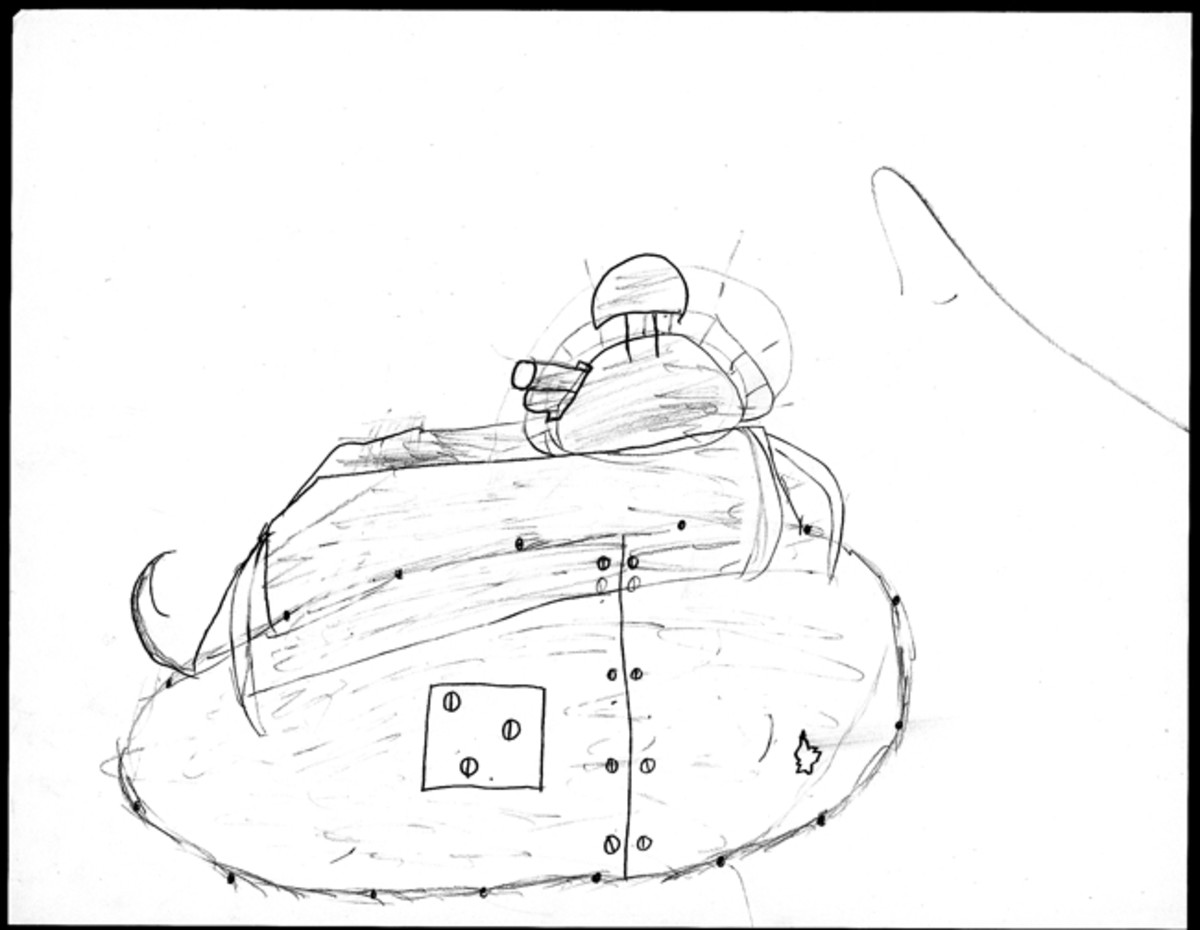  Collin Hall, a Sixth Grader, drew this side view of a French FT tank.