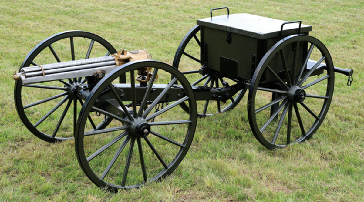 Rare Colt Model 1875 Gatling Gun on Carriage with Limber, estimated at $200,000-300,000; sold for $201,250.