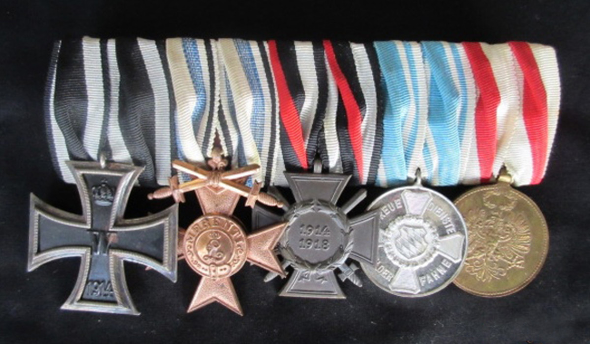 Danner’s medal bar chronicles his service. Medals include: the Iron Cross, the Bavarian Merit Cross, the Hindenburg Cross, the Bavarian 9-year Long Service Medal, and the Tirolean Commemorative Medal. 