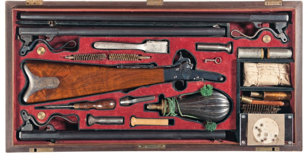 Lot 3072 - Cased Three Barrel Set Maynard Single Shot Percussion Rifle/Shotgun Attributed to President Abraham Lincoln, Published in “One Hundred Great Guns” - $50,000-$100,000