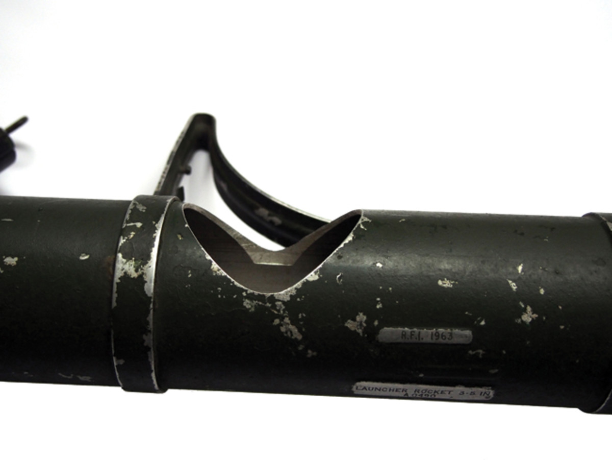 An American M20 “Super Bazooka” which has been deactivated by a cut on the rear section of the tube.