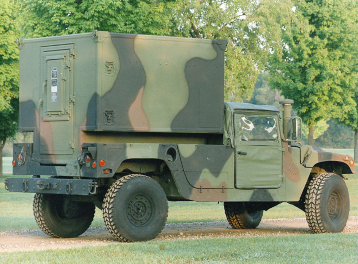 The HMMWV’s off-road capabilities are enhanced by 16 inches of ground clearance with outboard-mounted geared axle hubs, full-time four-wheel-drive and independent suspension, plus steep approach and departure angles. HMMWVs have a 60 percent slope climbing ability, and can operate on 40 percent side hills. They possess a normal 2.5 foot water-fording capability which is increasable to 60 inches when equipped with a fording kit. Despite a few myths, HMMWVs are not amphibious. 