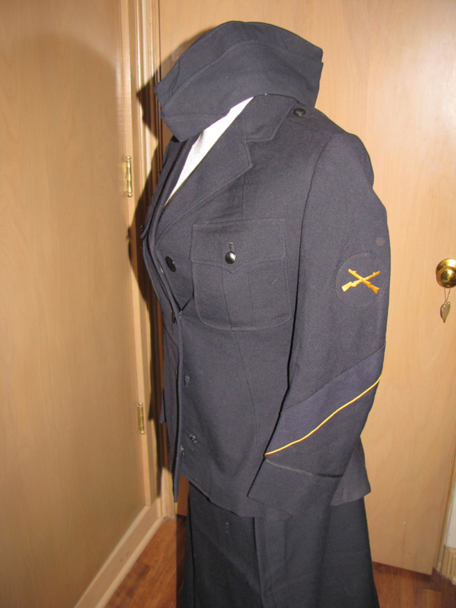  Prior to joining the Red Cross, Catherine “Kitty” Chappel attended the Philadelphia Ogontz School for Young Ladies where she wore this uniform worn while participating in the school’s close order drills.