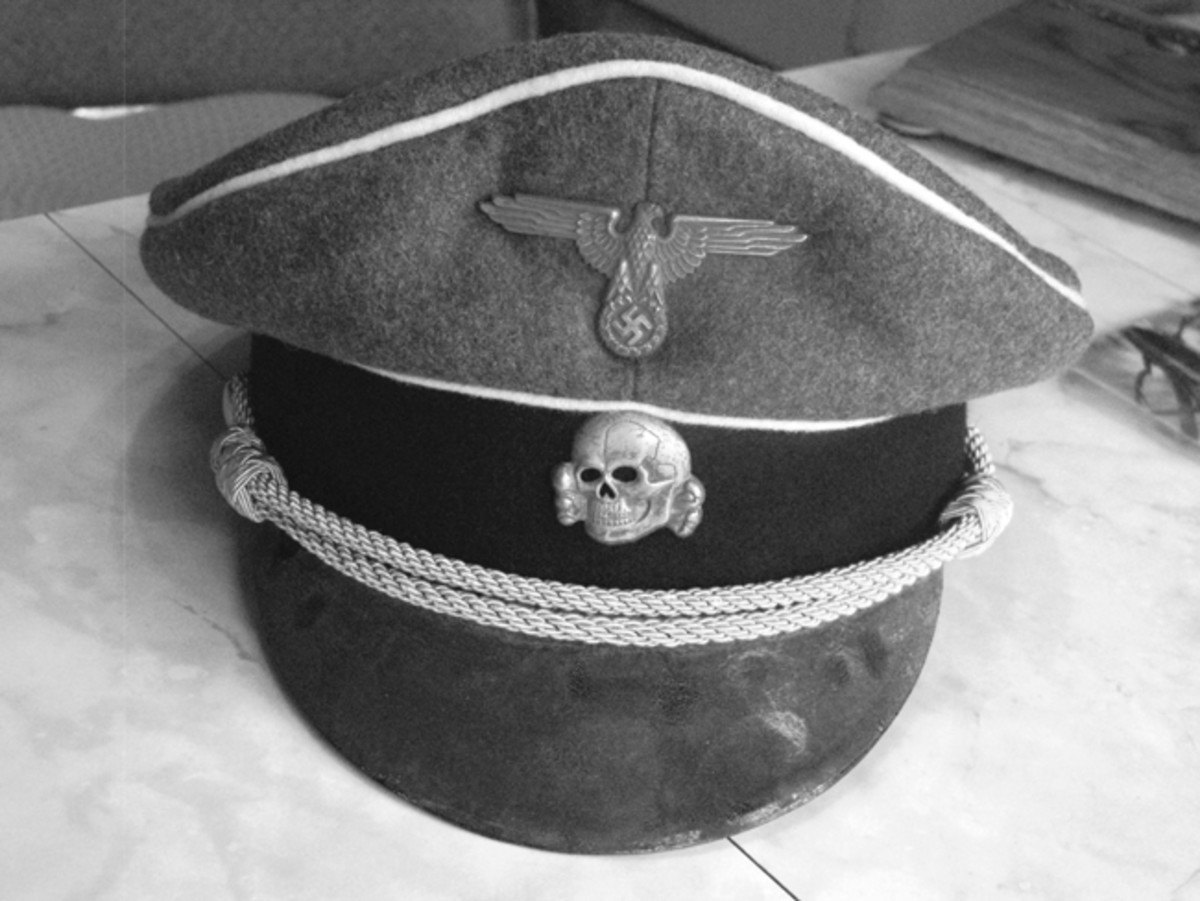  This officer’s cap exhibits the fearful Totenkopf and unique SS cap eagle.Mark Pulaski collection