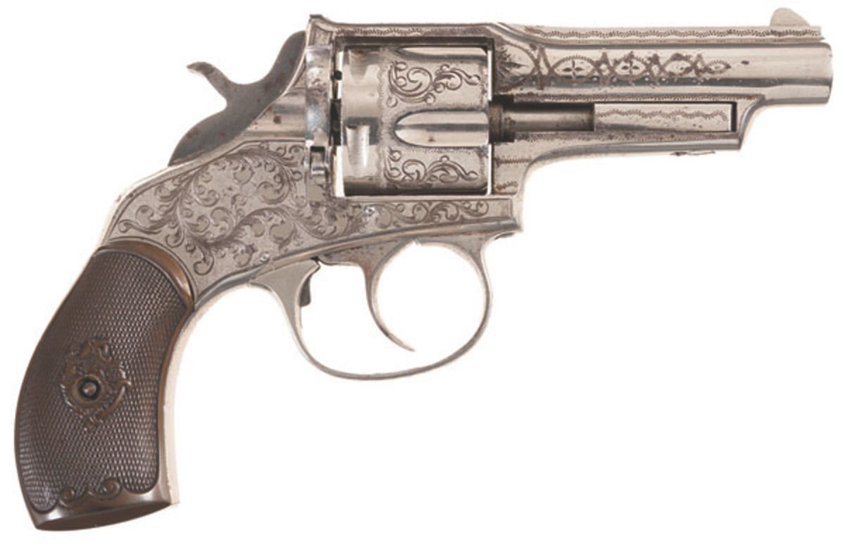 Lot 226, Engraved Iver Johnson Model 1879 Swing Cylinder Revolver sold for $4,312.