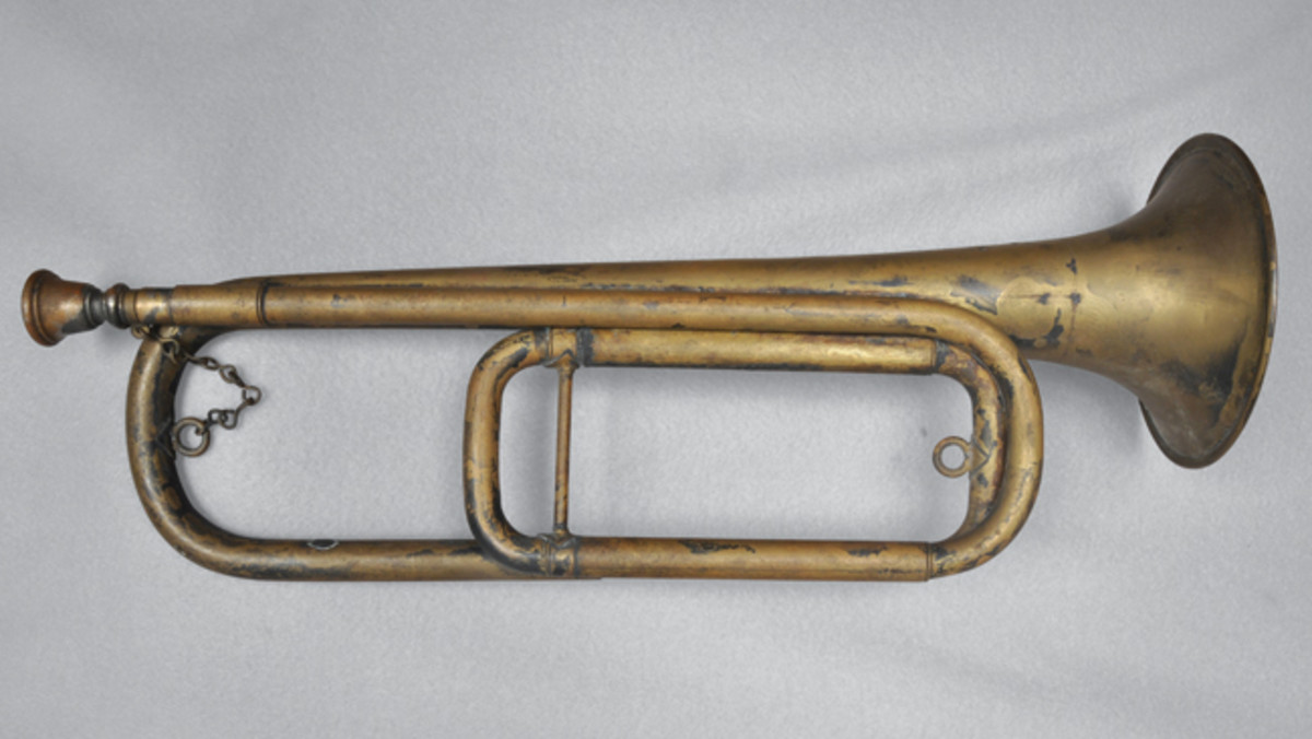  A M1892 bugle from the USS San Diego (Armored Cruiser No. 6) stamped with “M. SLATER NEW YORK” on the bell. Moses Slater manufactured instruments from 1865-1920. This bugle dates between 1901 and 1918. The M1892 became the standard issue bugle of the military following WWI and is still in use today by the military as well as the Boy Scouts of America.