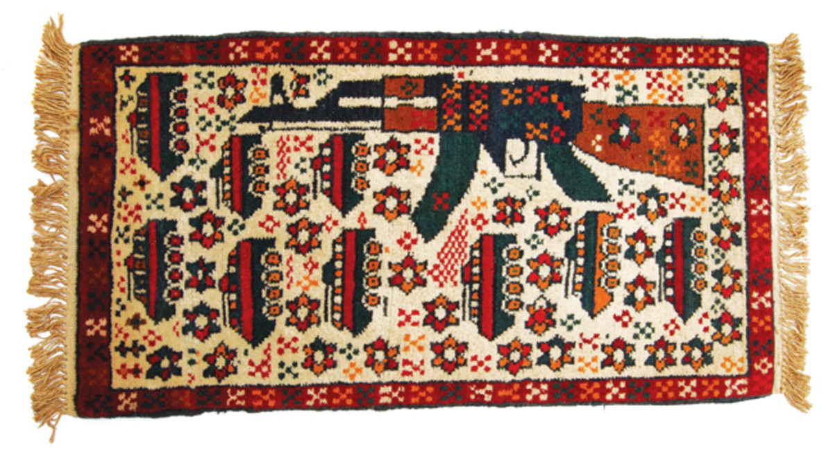  After the Soviet Union invaded Afghanistan, enterprising weavers produced rugs with a variety of military themes. There are tales that the prayer rugs often featured some images – including armored vehicles — as a way to help Mujahideen fighters identify enemy convoys and vehicles, though this has not be substantiated.