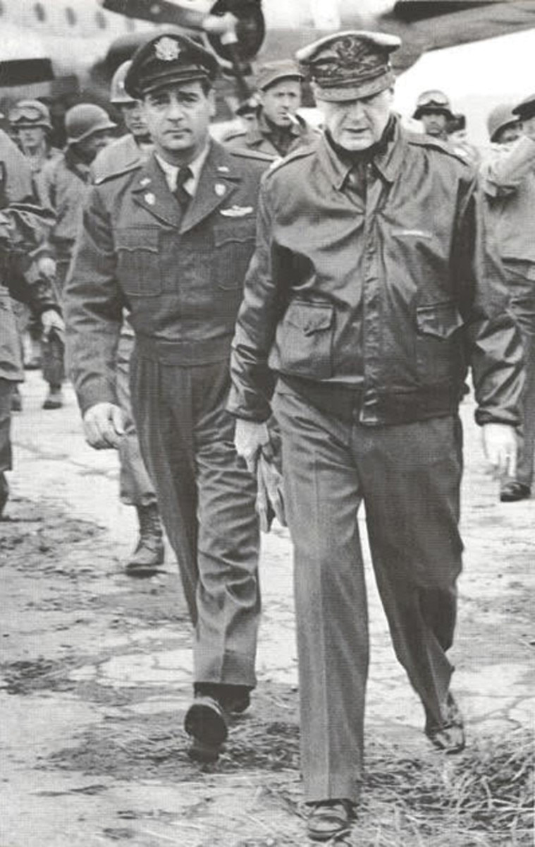  In 1945, Story (left) became General Douglas MacArthur’s personal pilot, a position he served until MacArthur’s dismissal in 1951.