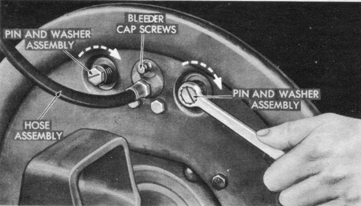  Typical brake shoe adjustment on assemblies where each shoe is adjusted separately. Note the bleeder vent screw for bleeding the wheel cylinder.
